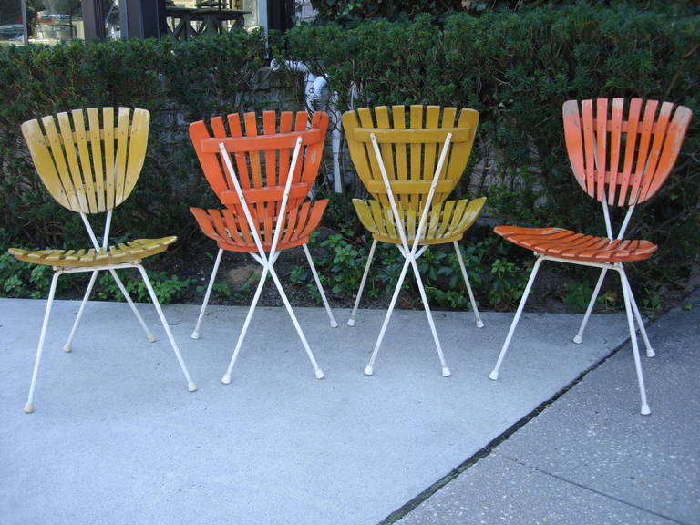 Arthur Umanoff Whimsical Slatted Garden Chairs In Excellent Condition In East Hampton, NY