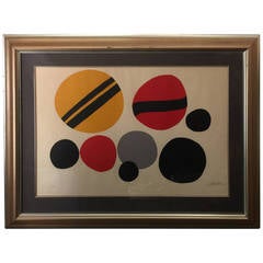Chevrons Noir sur Rouge et Jaune - Pencil Signed Alexander Calder Lithograph