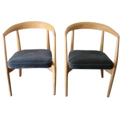 Lawrence Peabody Pair of Natural Stripped Sculptural Armchairs