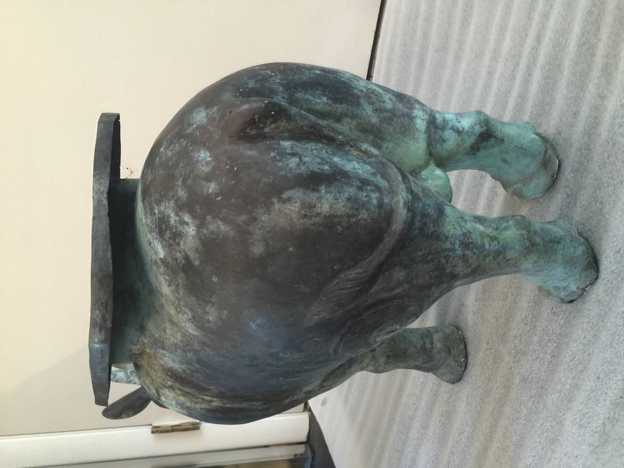 Whimsical Patinated Bronze Rhino Sculpture 1