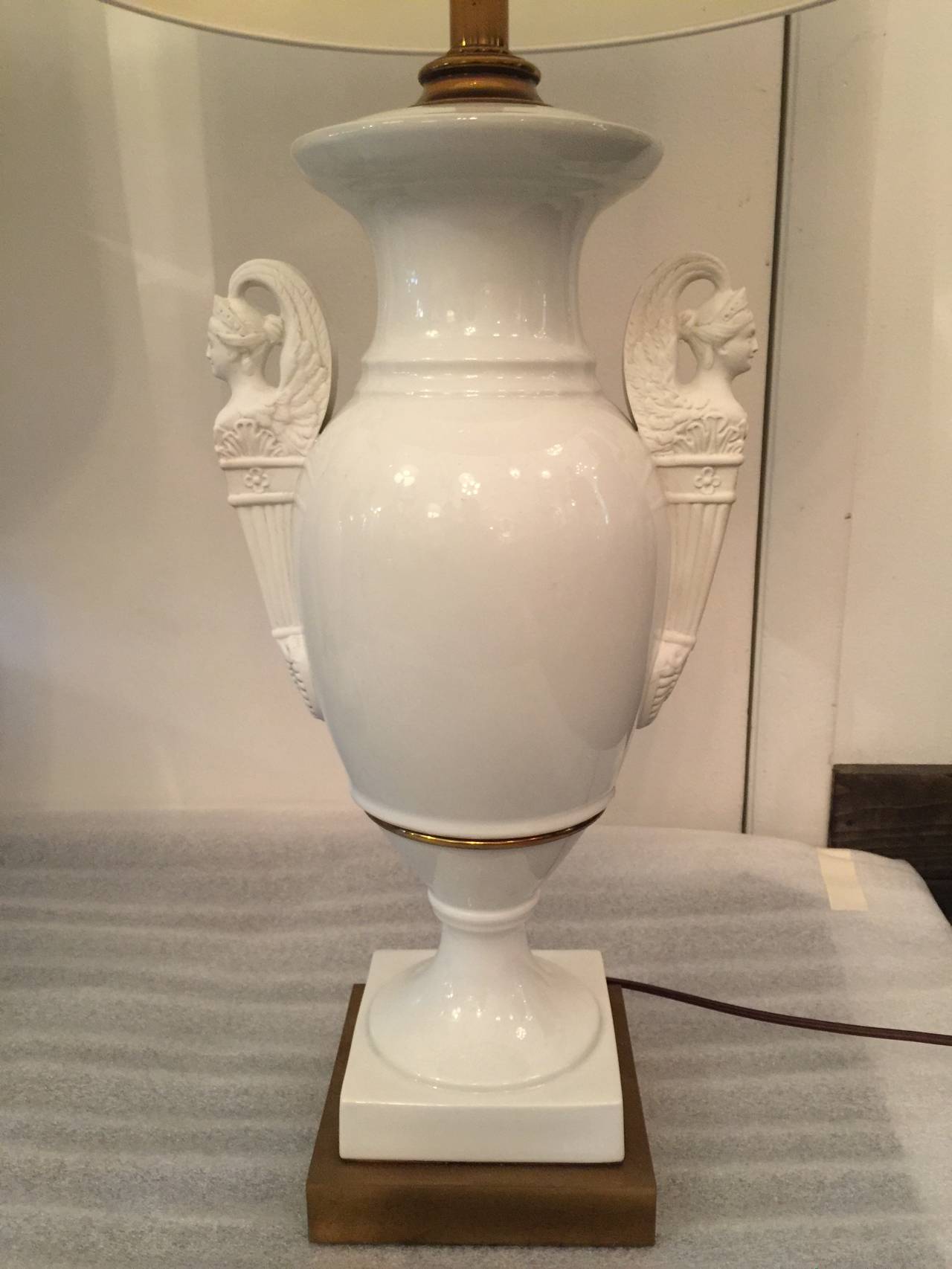 Pair of Elegant Greek Revival Style Biscuit Table Lamps