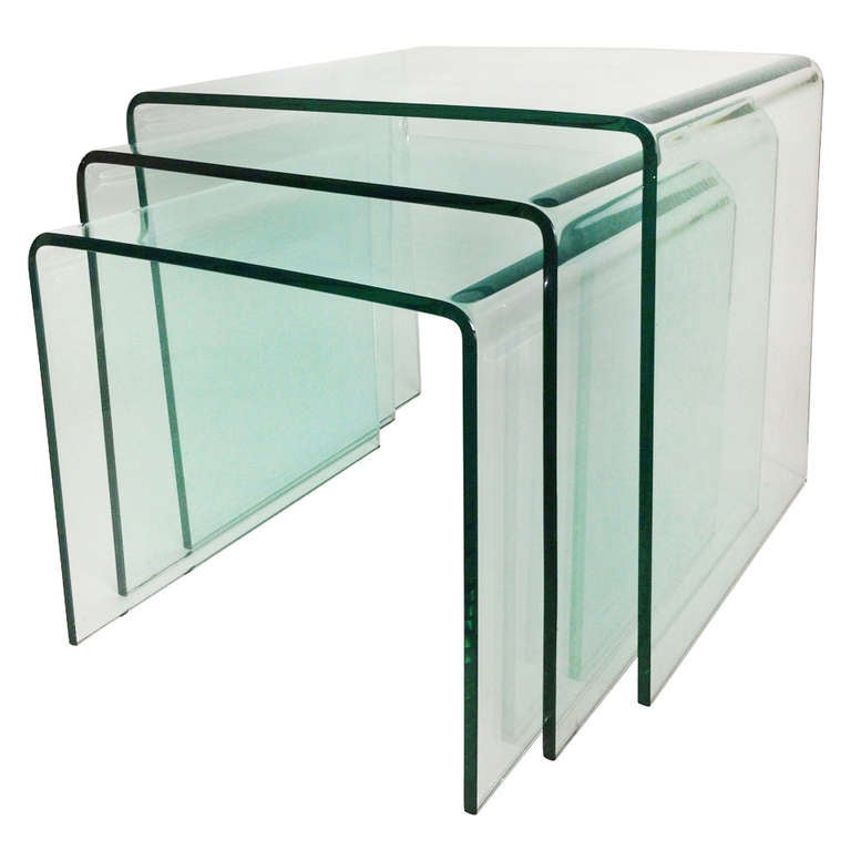 Bent Glass Nesting Tables (Set of 3) For Sale at 1stdibs