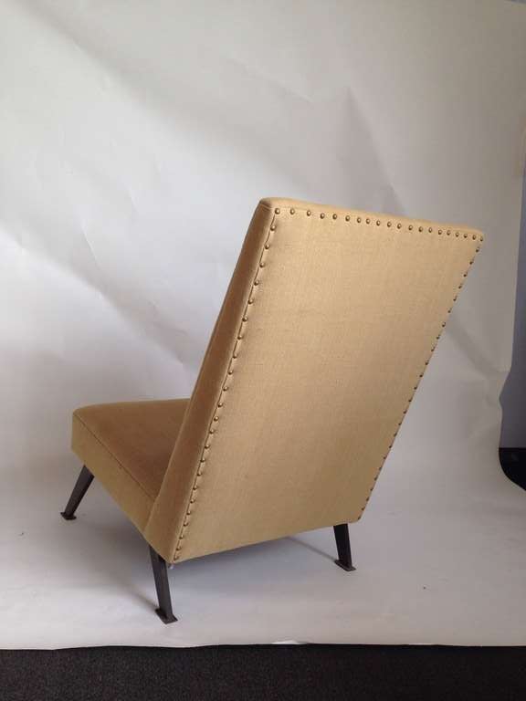 Architectural French Slipper Chair In Excellent Condition In East Hampton, NY