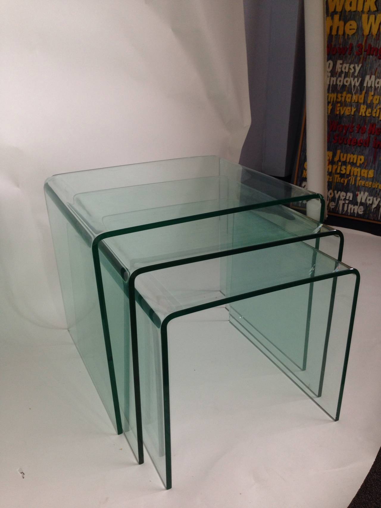 American Bent Glass Nesting Tables (Set of 3)