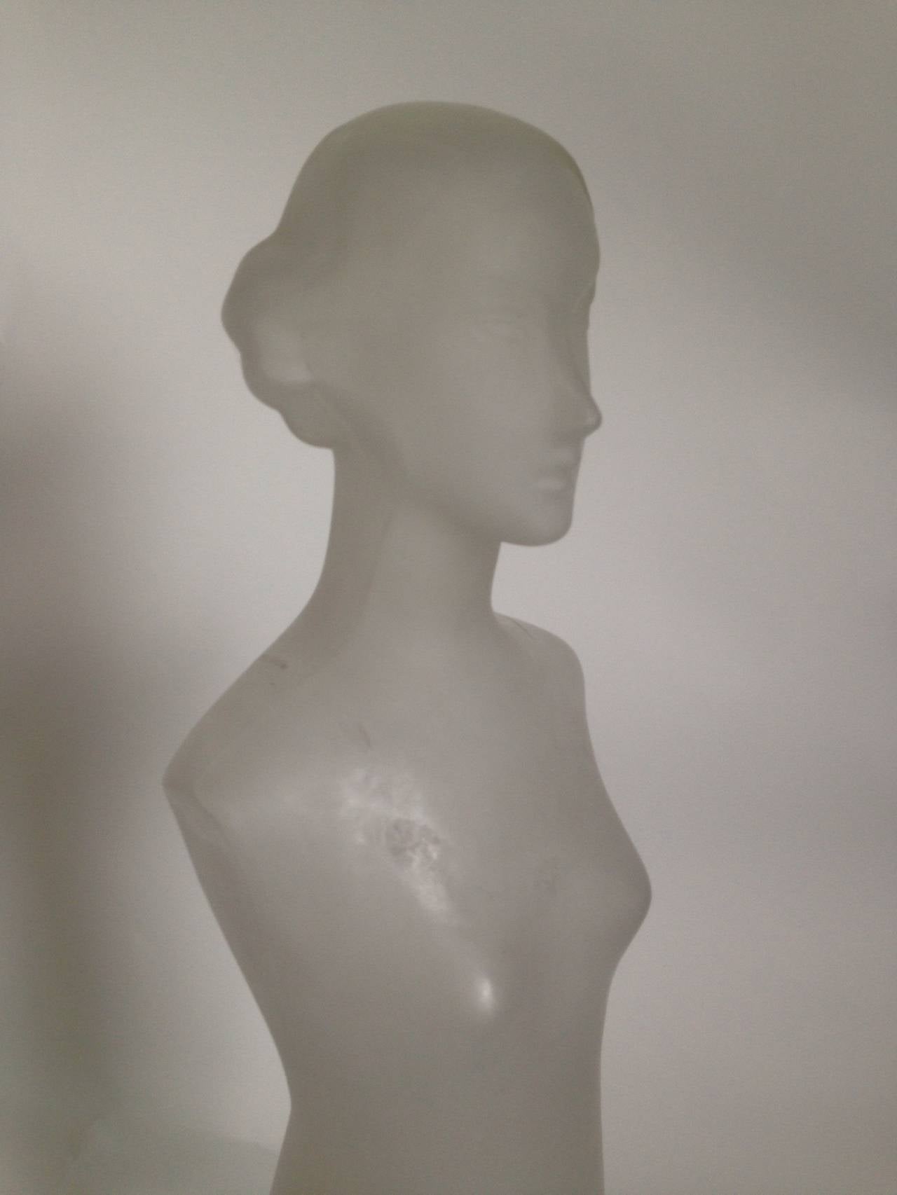 American Art Deco Frosted Female Bust For Sale