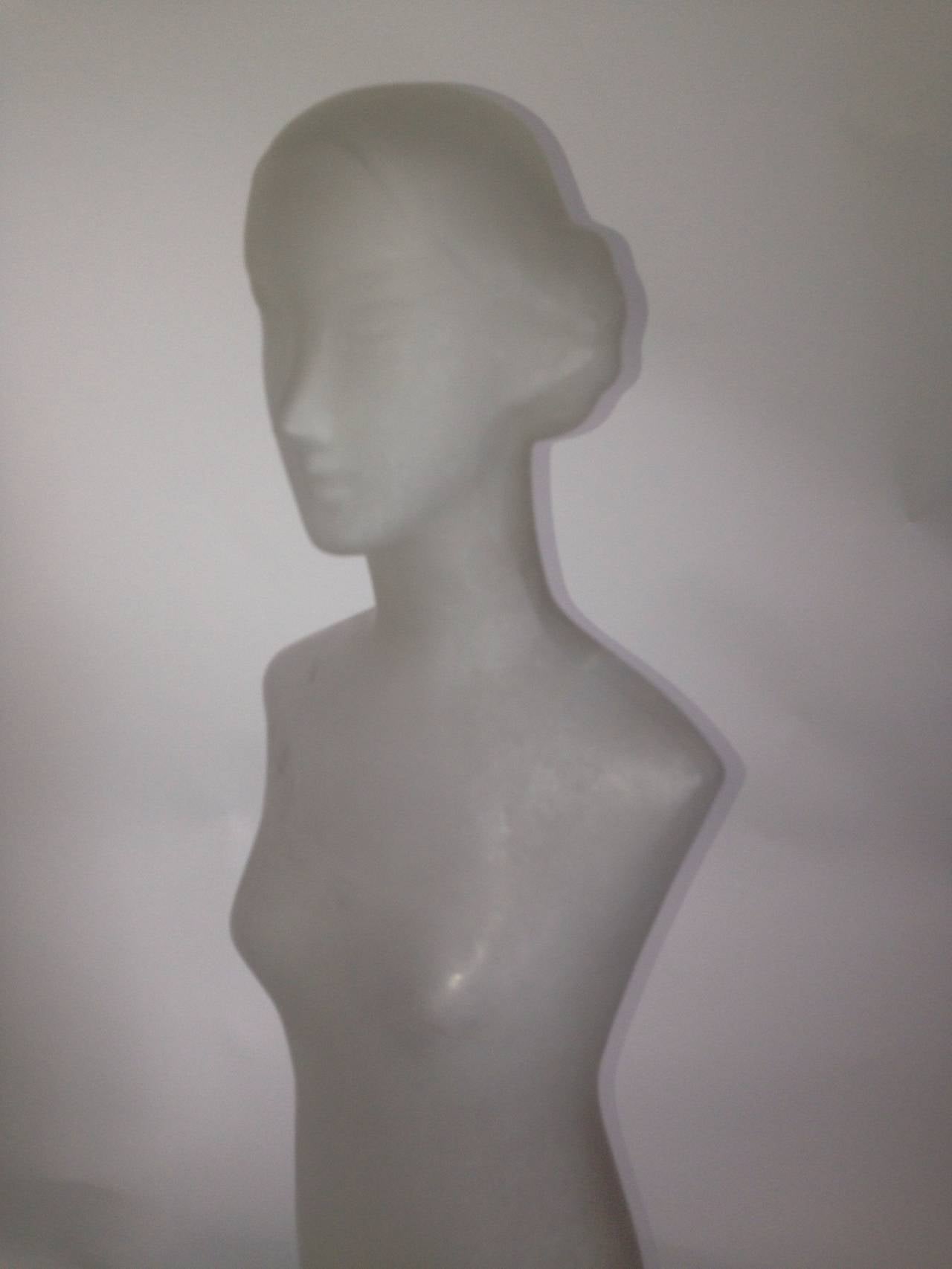 Art Deco Frosted Female Bust In Good Condition For Sale In East Hampton, NY