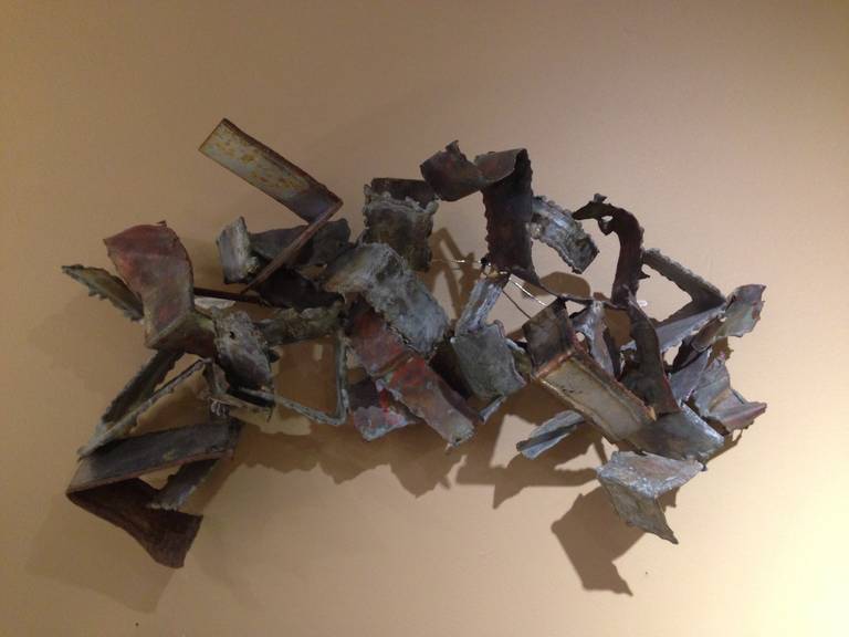 Mid-Century Modern Brutalist and Modern Metal Wall Sculpture For Sale