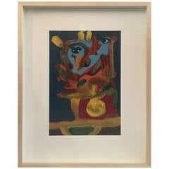 Original Abstract Oil on Board Signed A. Castor, 'Spain'