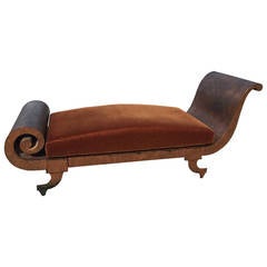 Greek Revival Scrolled Metal Chaise with Copper Gilt