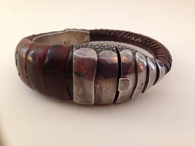 Leather and sterling bracelet. Interior opening is 2.25