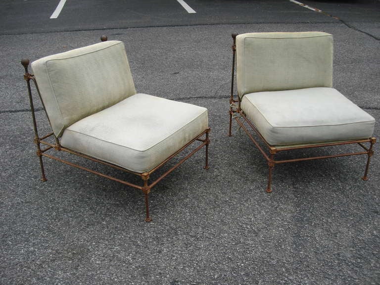 Pair of Neoclassical English Iron Chairs 2