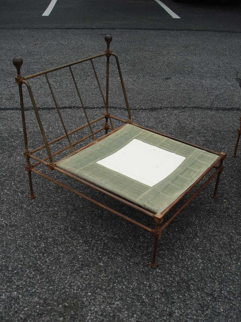 Pair of Neoclassical English Iron Chairs 1