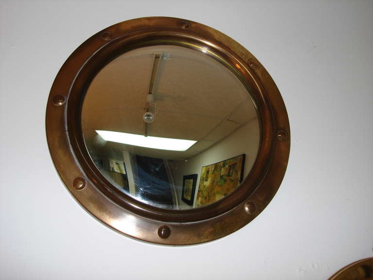 Group of 10 English Brass Convex Mirrors 2