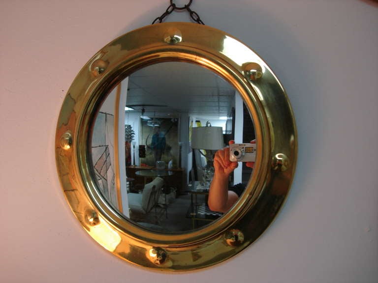 Group of 10 English Brass Convex Mirrors 1