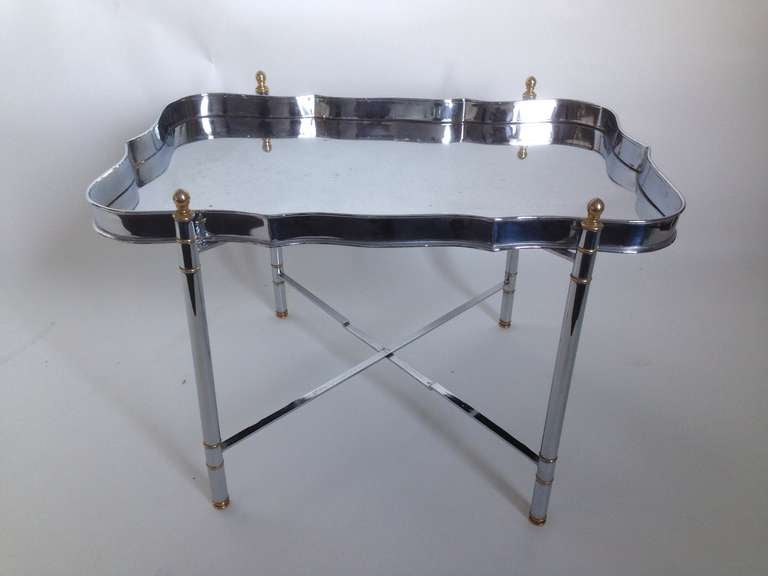 Beautiful scalloped tray on folding stand. marked Made in Italy.
