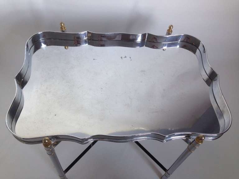 Mid-20th Century Maison Jansen Chrome and Brass Tray Table For Sale