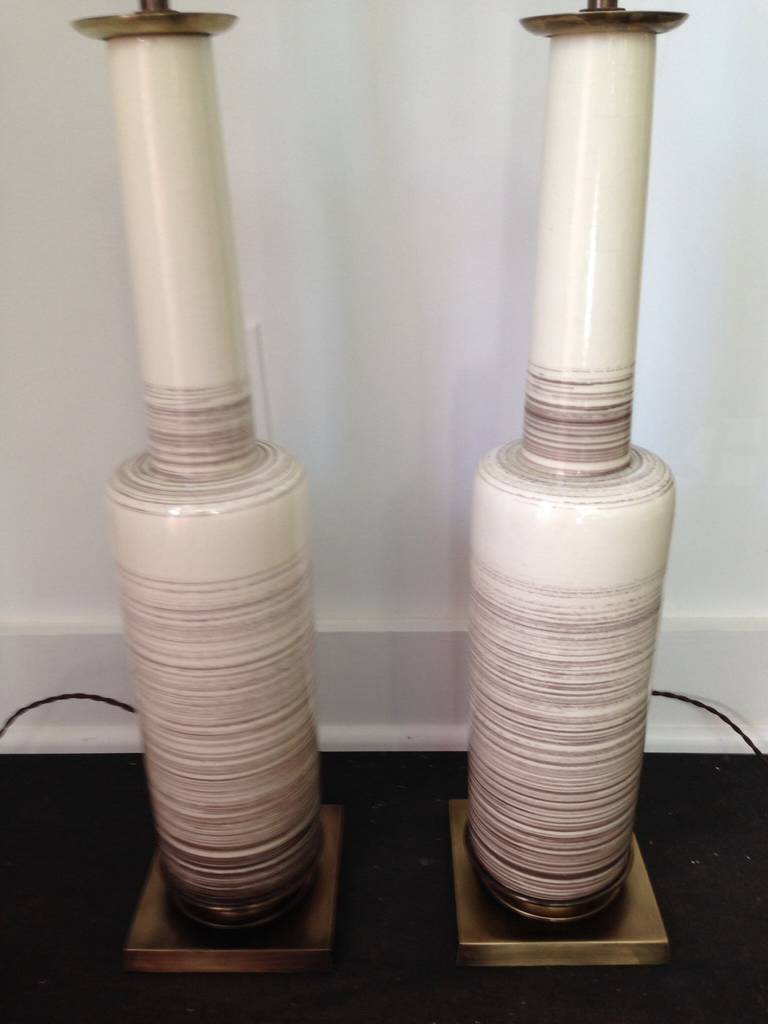 Mid-Century Modern Original Stiffel Pair of Oversized Midcentury Ceramic Lamps For Sale