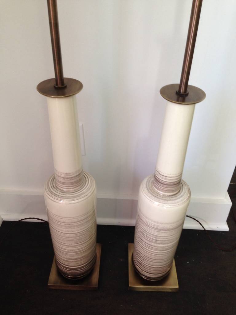 American Original Stiffel Pair of Oversized Midcentury Ceramic Lamps For Sale