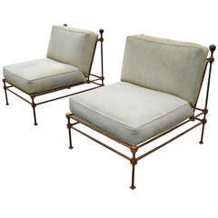 Pair of Neoclassical English Iron Chairs