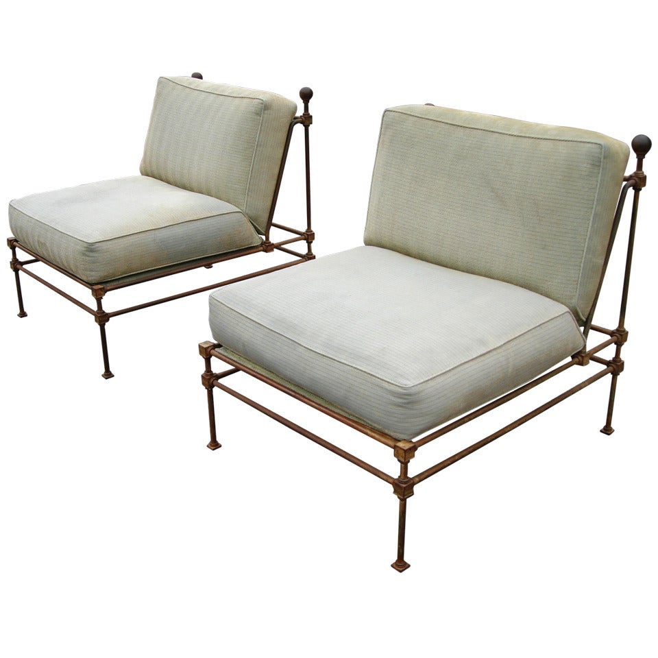 Pair of Neoclassical English Iron Chairs