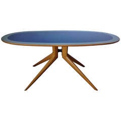 Blue Reverse Painted Oval Italian Table