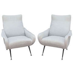 Pair of Italian 50's Mint Colored Armchairs