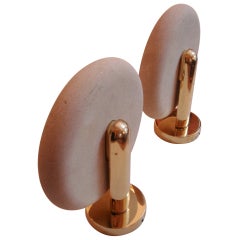 Pair of Pfister Natural Sandstone and Brass Sconce Uplights