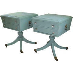 Pair of Turquoise Distressed Occasional Tables