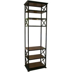Used Tall Rustic Iron & Wood Ètagerè w/ Six Fixed Shelves