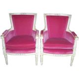 Vintage A Pair of Hollywood Regency Armchairs in HOT PINK