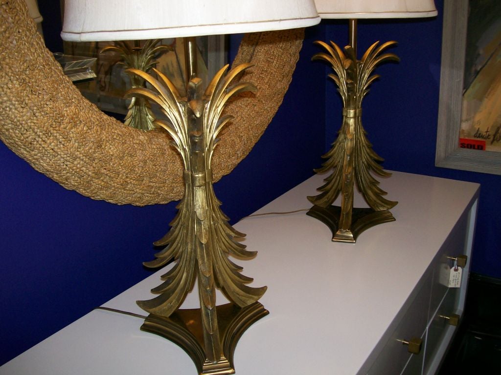 Mid-20th Century Pair of Rembrandt Heavy Brass Table Lamps
