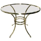 Large Foyer Gueridon Solid Brass and Glass Table