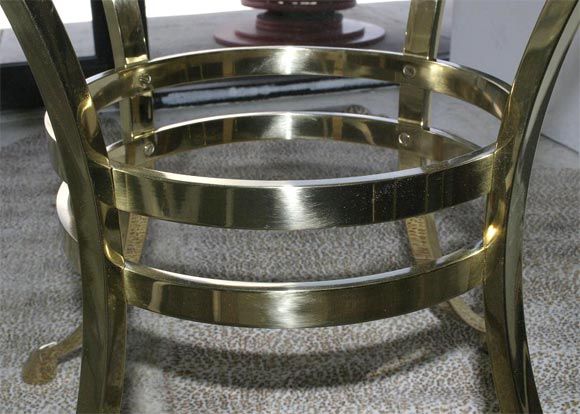 Large Foyer Gueridon Solid Brass and Glass Table 1