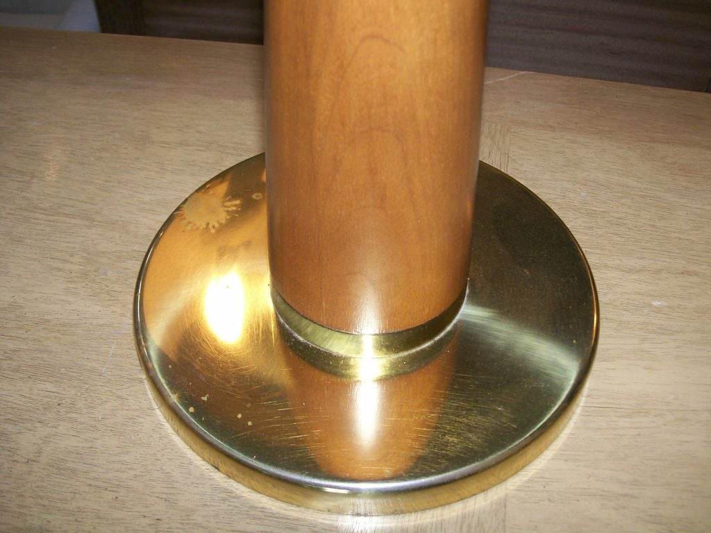 brass and wood lamp