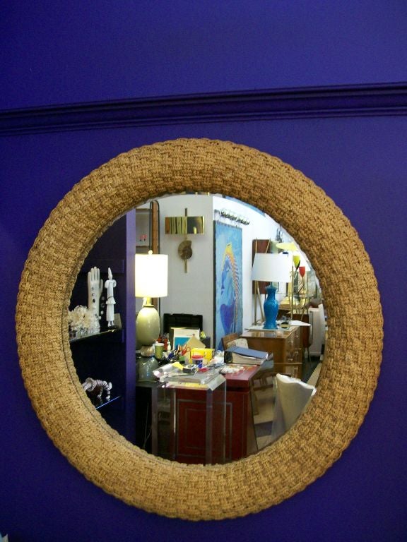 American Oversized Woven Nautical Round Mirror