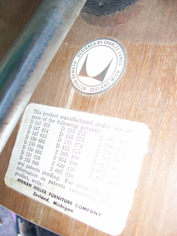 Early Eames for Herman Miller DCM Walnut Chairs (label)