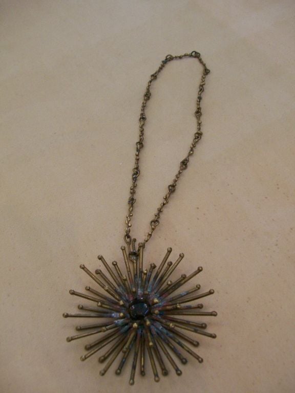 Pal Kepeuyes Patinated Brass Starburst Necklace