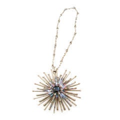 Vintage Pal Kepeuyes Patinated Brass Starburst Necklace