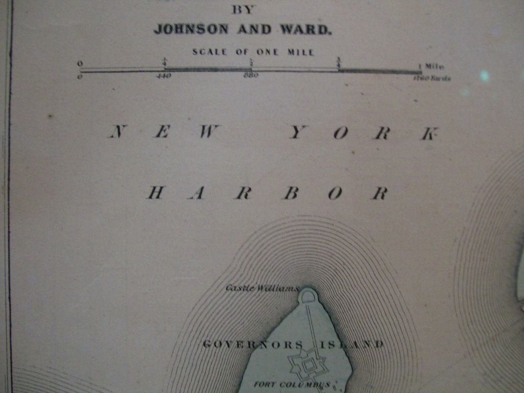 American An 1860 Johnson & Ward Framed Map of New York City