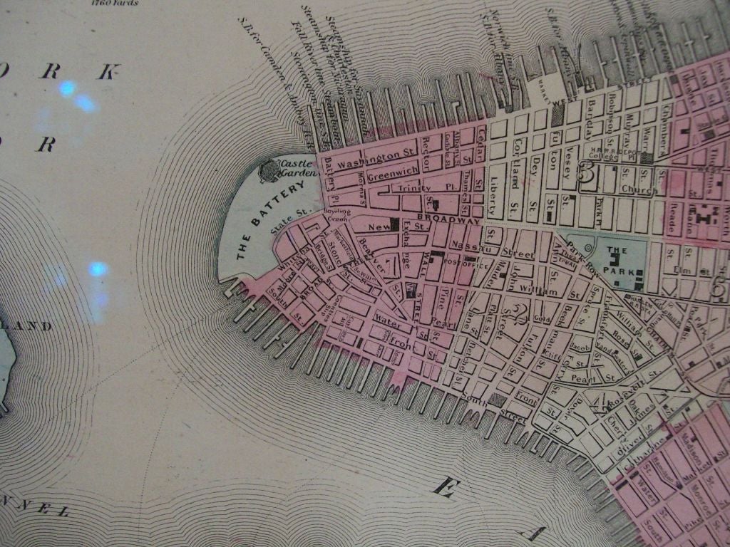 19th Century An 1860 Johnson & Ward Framed Map of New York City