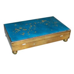 Vintage A Beauitiful Turqouise Enameled Box by Bovano (label)