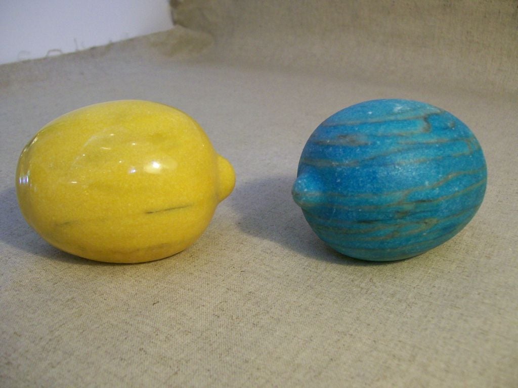 Pair of Carved Stone Lemons