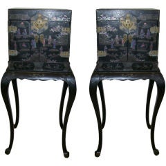 Antique Pair of Asian Tall Side Cabinets
