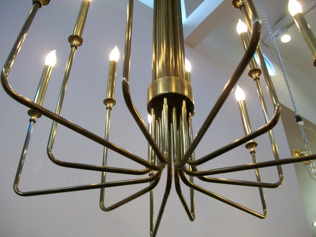 Hart Associates Brass Chandelier in the Manner of Tommi Parzinger In Excellent Condition In East Hampton, NY