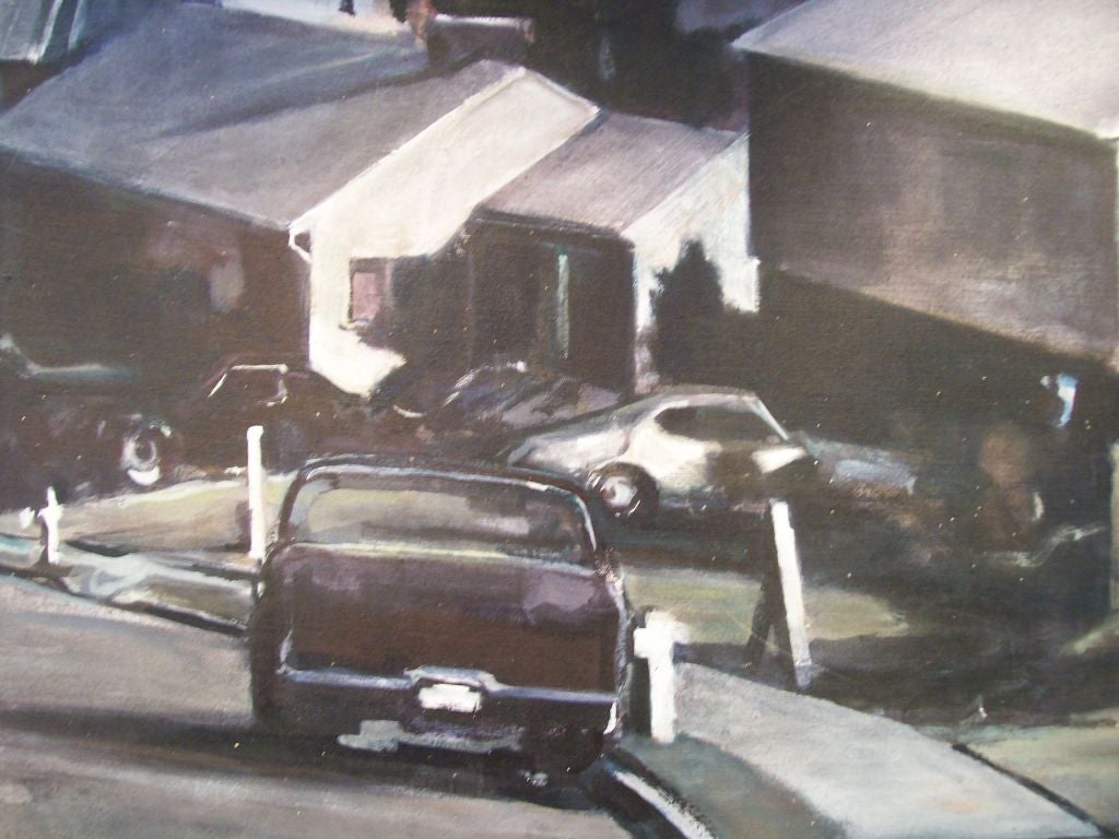 Val Lewton (1937 - May 2015) painting of Dale City, Virginia. Recently deceased.

Very realistic, nearly as clear as a photograph, this modern suburban imagery acrylic on canvas painting is signed on reverse and framed impeccably.

Major