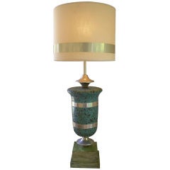 A Massive Vintage Turquoise Painted Cork Table Lamp