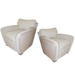 Pair of Ward Bennett Leather Armchairs for Brickel Furniture