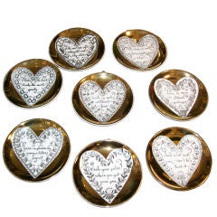 A Set of Eight (8) Vintage Fornasetti LOVE Messages on Coasters