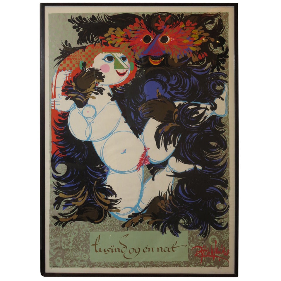 Silkscreen Poster of One Thousand and One Nights by Bjorn Wiinblad