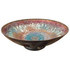 Retro Large Footed Enameled Bowl by Edward Winter - Signed and Dated 1951